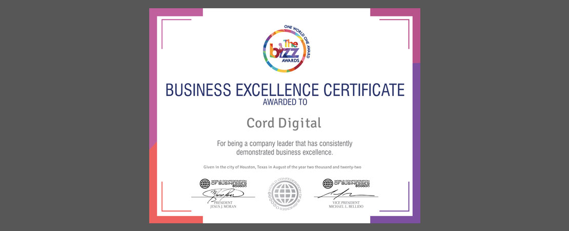 The Bizz Award from WorldCob Org.